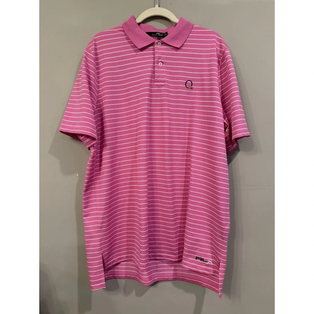 Ralph Lauren RLX Pink Stripe Quail Hollow Golf Polo XL